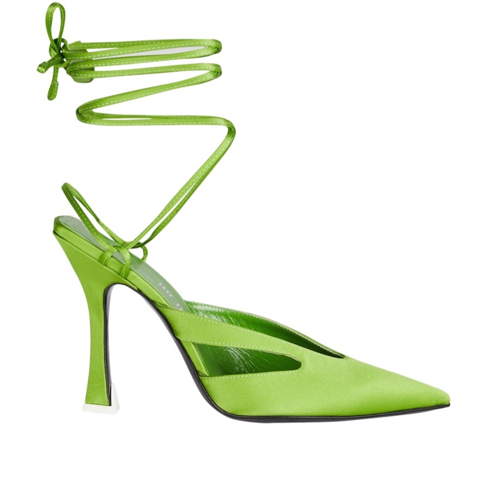 THE ATTICO Anais Satin Ankle Wrap Sandals (35)